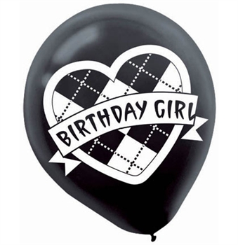 Assorted Birthday Girl Latex Balloons: Set of 6