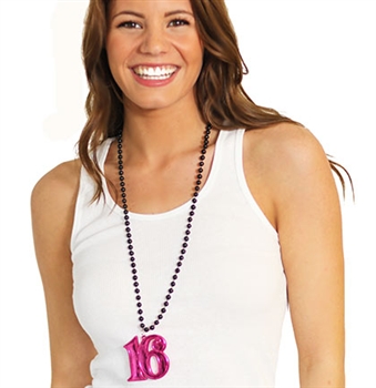 Pink Sweet 16 Beaded Necklace