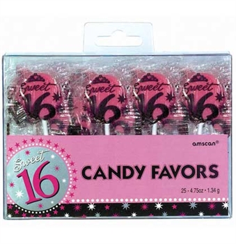 20pc Pink Sweet 16 Candy Suckers