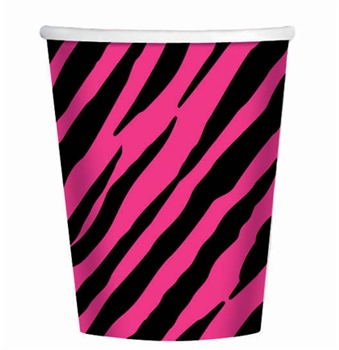 Pink & Black Zebra Party Cups