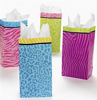 Set of 12 Party Animal Print Party Favor Bags