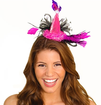 Pink and Black Feather Party Headband