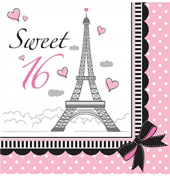 Party in Paris Sweet 16 Napkins