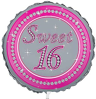 Pink & Silver Sweet 16 Balloon