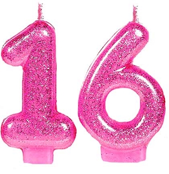 Pink Glitter 16 Candle