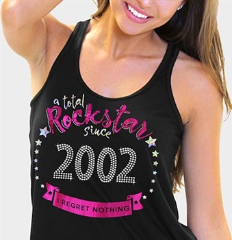 Total Rockstar Since 2002 Flowy Racerback Tank Top | Sweet 16 Shirts