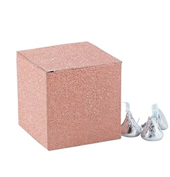 Set of 24 Rose Gold Glitter Mini Favor Boxes