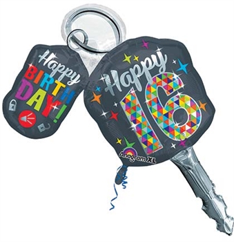 Happy 16 Key Mylar Balloon