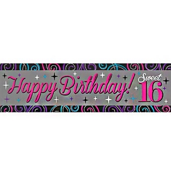 Happy Birthday Sweet 16 Banner:5 FT