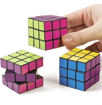 Set of 6 Colored Mini Puzzle Cubes