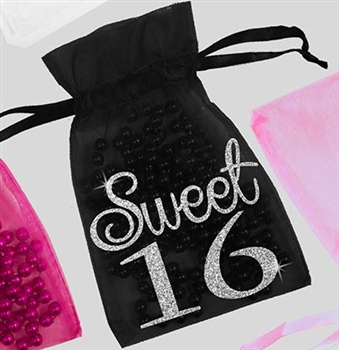 Glitter Girly Sweet 16 Organza Favor Bag