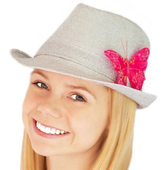 Silver Fedora Butterfly Hat
