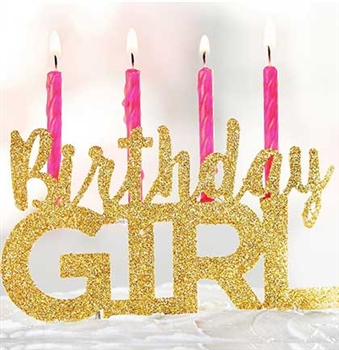 Gold Glitter Birthday Girl Cake Topper