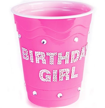 Pink Birthday Girl Bling Stadium Cup