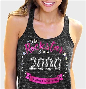 Total Rockstar Since 2000 Flowy Racerback Tank Top | Sweet 16 Shirts