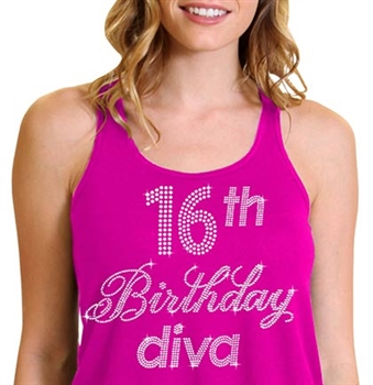 16th Birthday Diva Flowy Racerback Tank Top | Sweet 16 Shirts