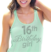 16th Birthday Girl Flowy Racerback Tank Top | Sweet 16 Shirts