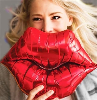 Red Kissy Lips Mylar Balloon