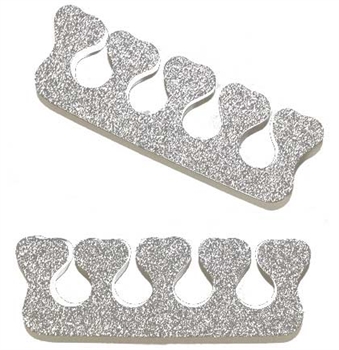 Set of 2 Silver Glitter Toe Separators
