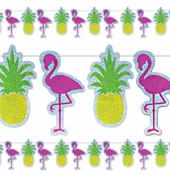 Flamingo & Pineapple Metallic Banner