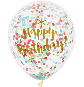 Happy Birthday Multi-Colored Confetti Party Balloons