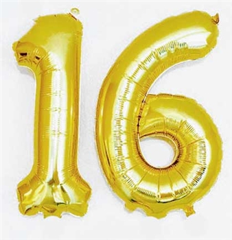 16 Mylar Gold Balloons