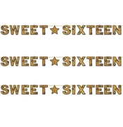 Gold Glitter Sweet Sixteen Banner