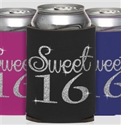 Glitter Girly Sweet 16 Can Cooler