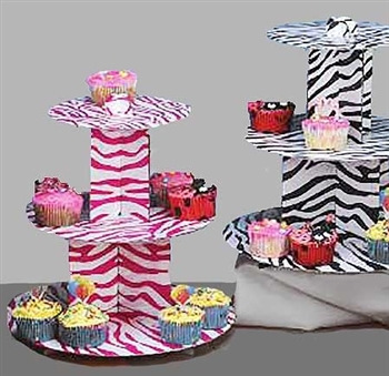 3 Tier Dessert Centerpiece: Zebra Print