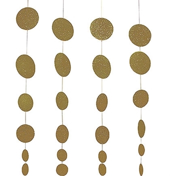 Set of 4 Gold Glitter Circle Dangler | Sweet 16 Party Decorations ...