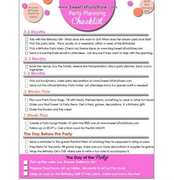 FREE Sweet 16 Party Checklist