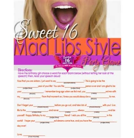 FREE Sweet 16 Mad Libs Style
