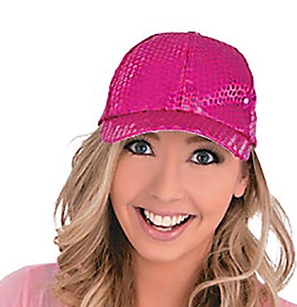Hot Pink Sequin Baseball Cap | Sweet 16 Party Supplies