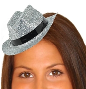 Glitter Silver Mini Cowboy Hat
