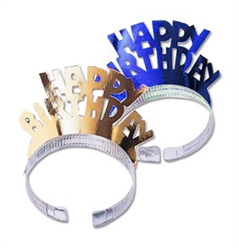 Set of 2 Metallic Happy Birthday Headbands | Favors & Decorations | Sweet16PartyStore.com