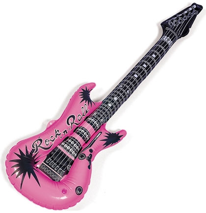 Guitare rock gonflable rose fluo adulte