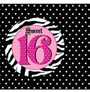 Set of 8 Polka Dot Sweet 16 Invitations