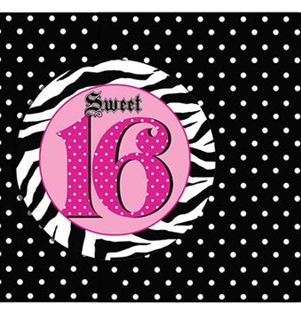 Set of 8 Polka Dot Sweet 16 Invitations