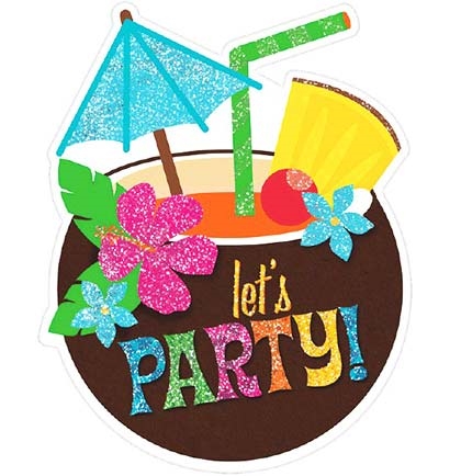 Luau Party Glitter Invitations