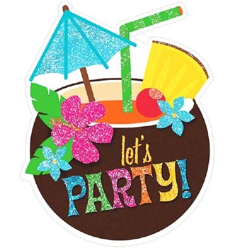 Luau Party Glitter Invitations | Sweet 16 Luau Theme