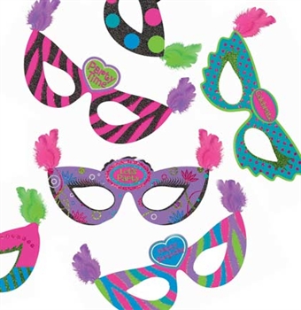 Assorted Feather Party Masks: 6pc