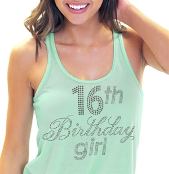 16th Birthday Girl Flowy Racerback Tank Top | Sweet 16 Shirts