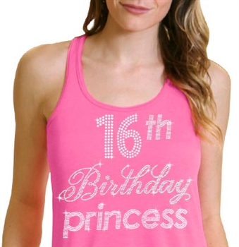 16th Birthday Princess Flowy Racerback Tank Top | Sweet 16 Shirts