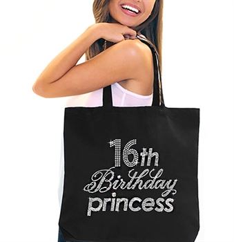 16th Birthday Princess Rhinestone Tote
