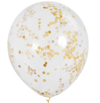 Clear With Gold Confetti Party Balloons