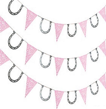 7ft Pink Cowgirl Pennant Banner