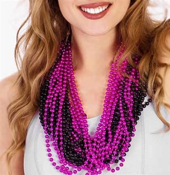 24pc Hot Pink & Black Beads