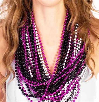 36pc Pink, Black & White Beads
