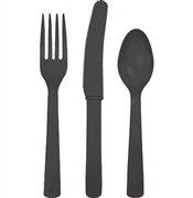 Solid Black Party Cutlery