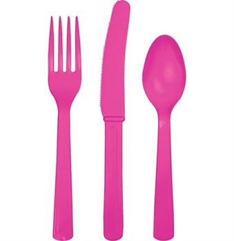 Solid Pink Party Cutlery